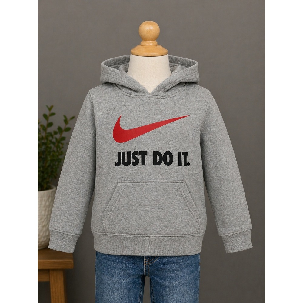 Nike Just Do It Hoodie Youth Size 4 XS Gray Mini Streetwear Kids Athleisure Logo